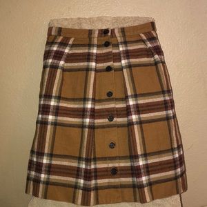 J Crew Brown Plaid Skirt